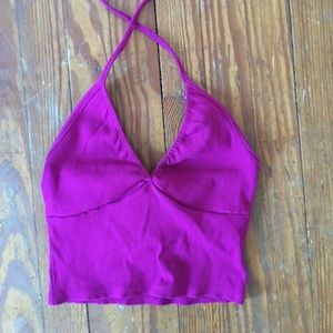 Stretchy, thick structured mulberry pink halter Small